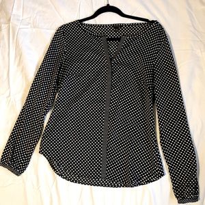 Ann Taylor blouse size 2 black with white polka dots